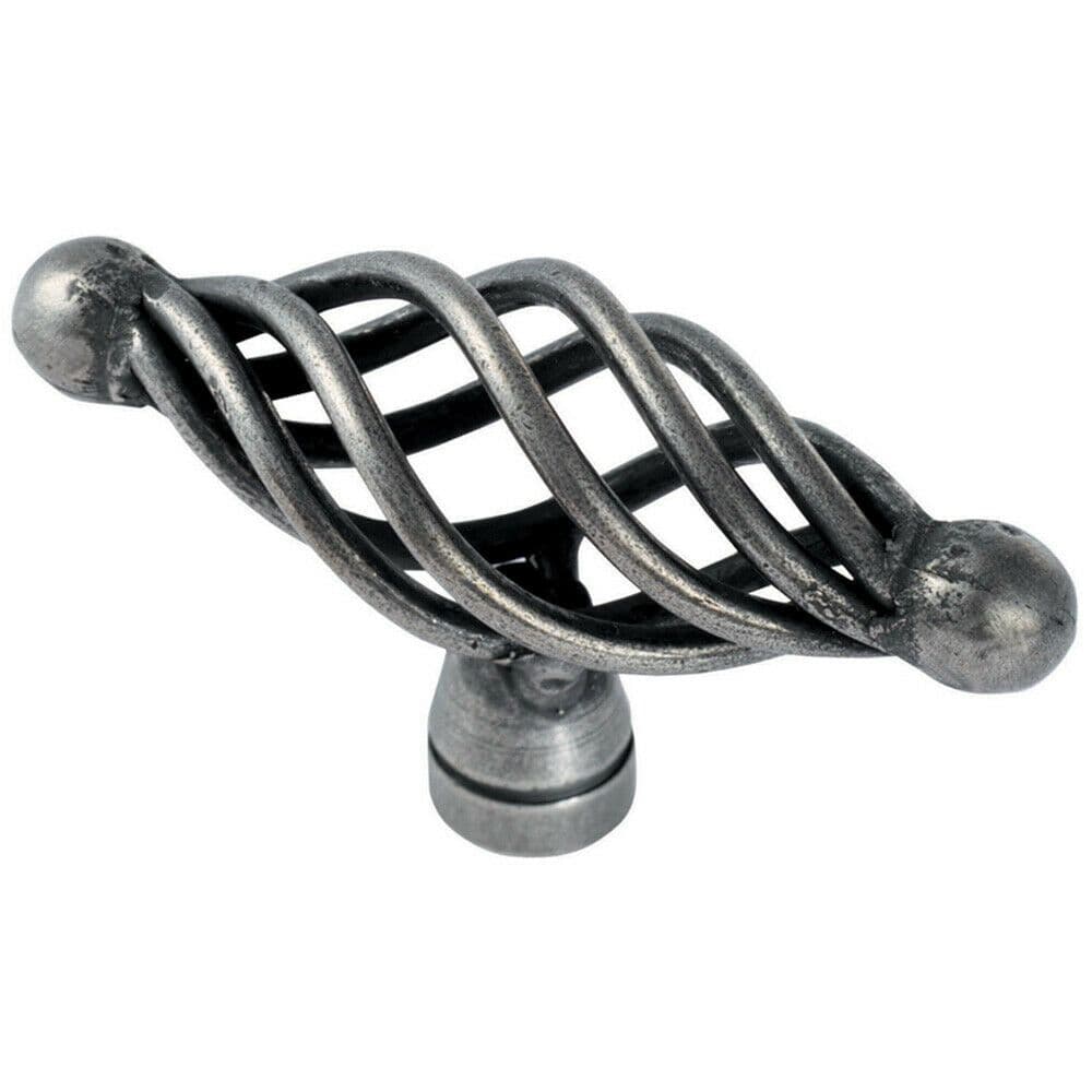 Steel Cage Oval Cabinet Door Pull Handle - 35mm Depth - 65 x 21.5mm - Antique Steel