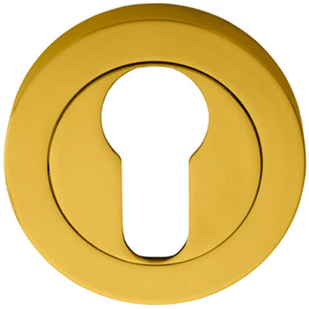 50mm Euro Profile Escutcheon Concealed Fix Polished Brass Keyhole Cover