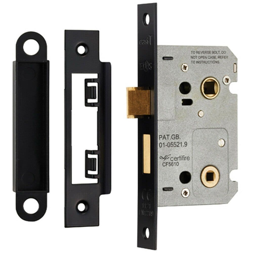 Locking Bathroom Door Sashlock Latch Square Forend 64mm Matt