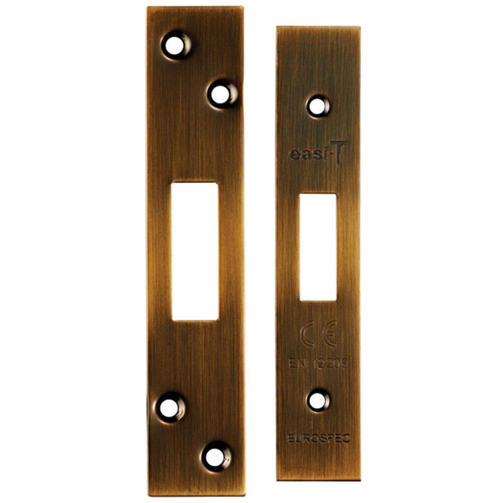 Forend Strike and Fixing Pack Suitable for Deadlocks Antique Brass