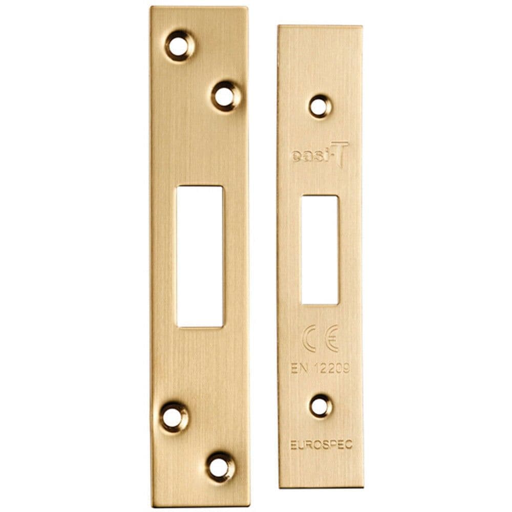 Square Forend Strike Fixing Pack Suitable Deadlocks Satin Brass