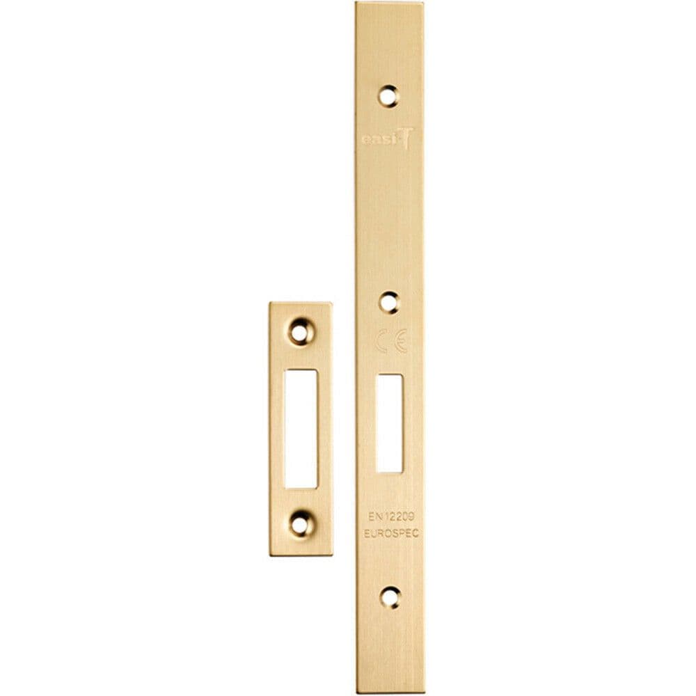 Forend Strike & Fixing Pack Suitable DIN Euro Deadlock Satin Brass
