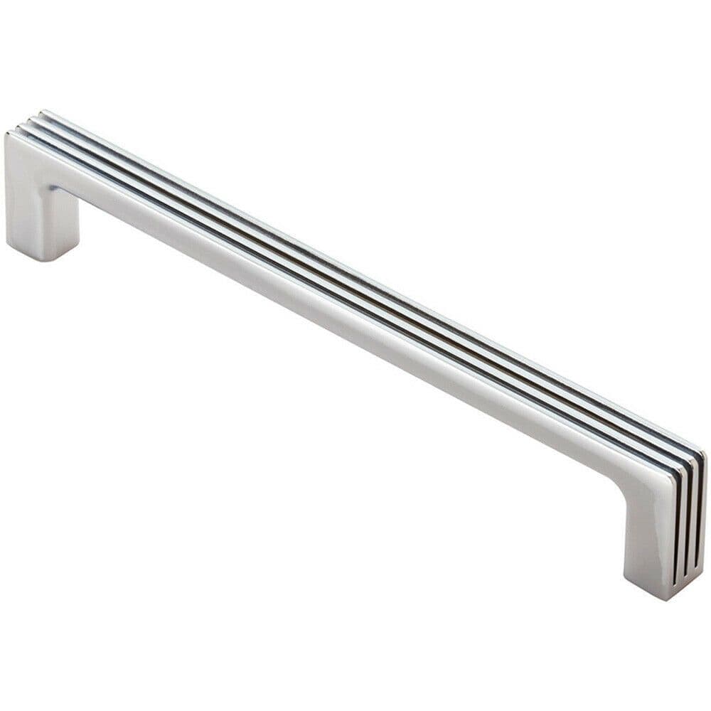 Straight D Bar Door Handle Grooves 160mm Fixing Centres Polished Chrome