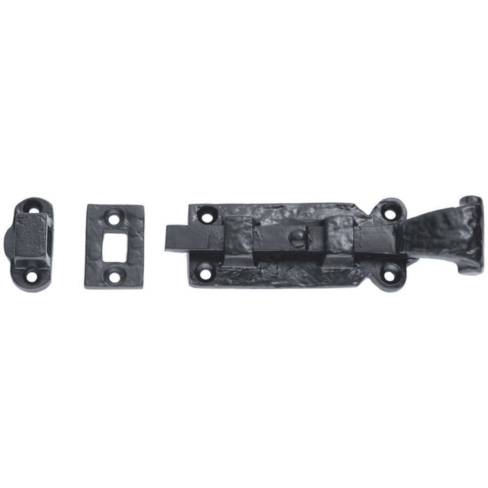 Surface Mounted Straight Barrel Door Bolt Lock 108 x 35mm Black Antique