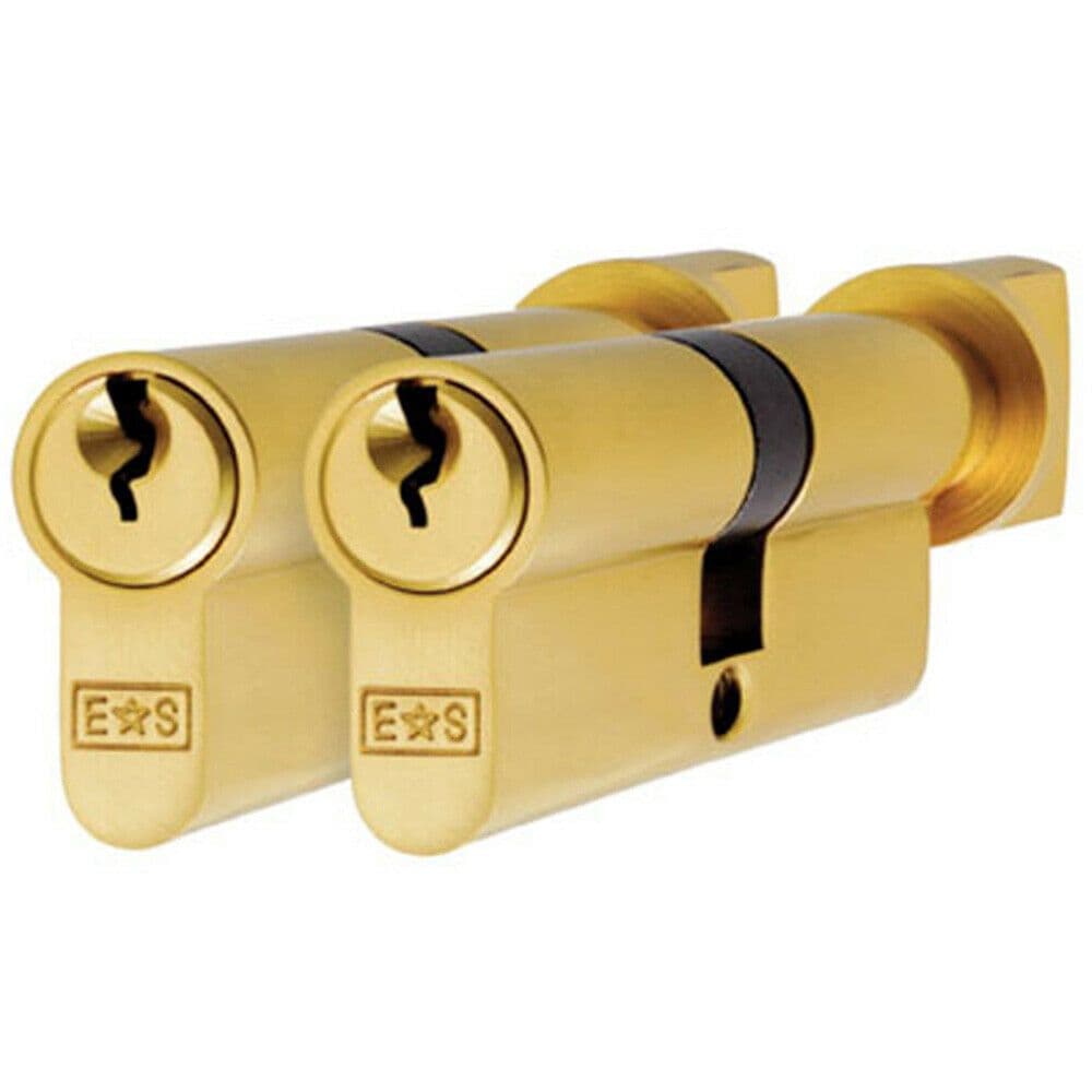 70mm EURO Cylinder & Thumbturn Lock Keyed to Differ 5 Pin Polished Brass