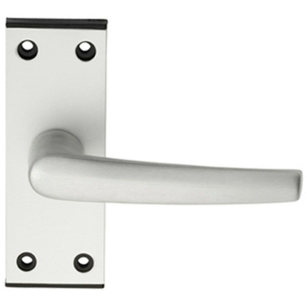 PAIR Straight Lever on Latch Backplate Door Handle 102 x 38mm Satin Aluminium