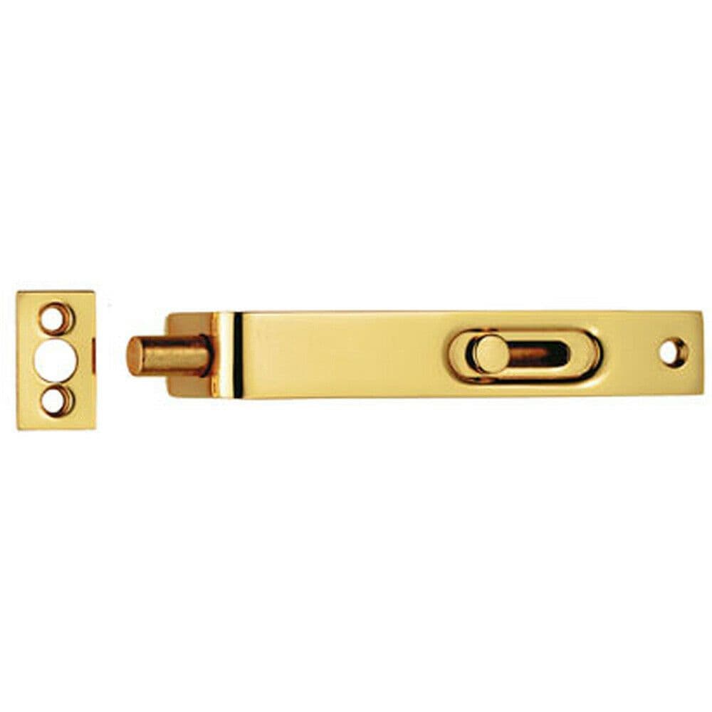 Sunk Slide Flush Door Bolt Flat Keep Plate 102 x 17mm Polished Brass