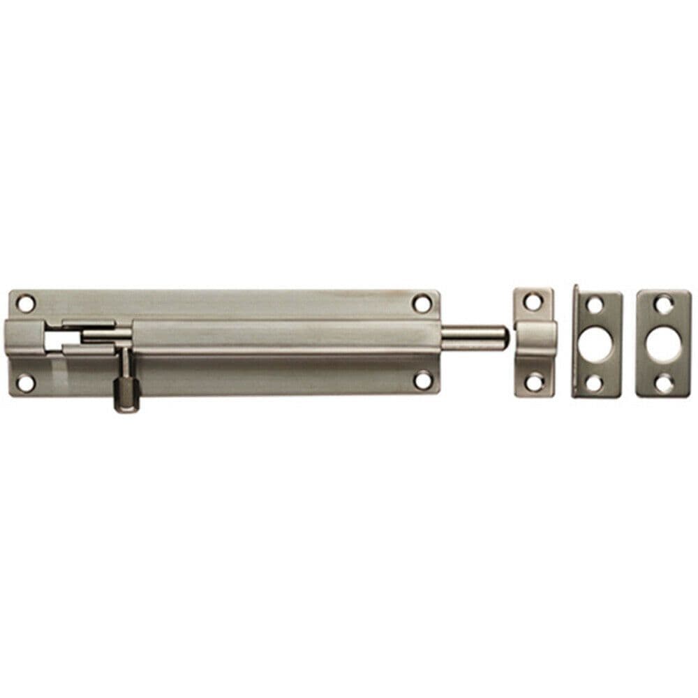 Straight Barrel Surface Mounted Door Bolt Lock 150 x 38mm Satin Steel