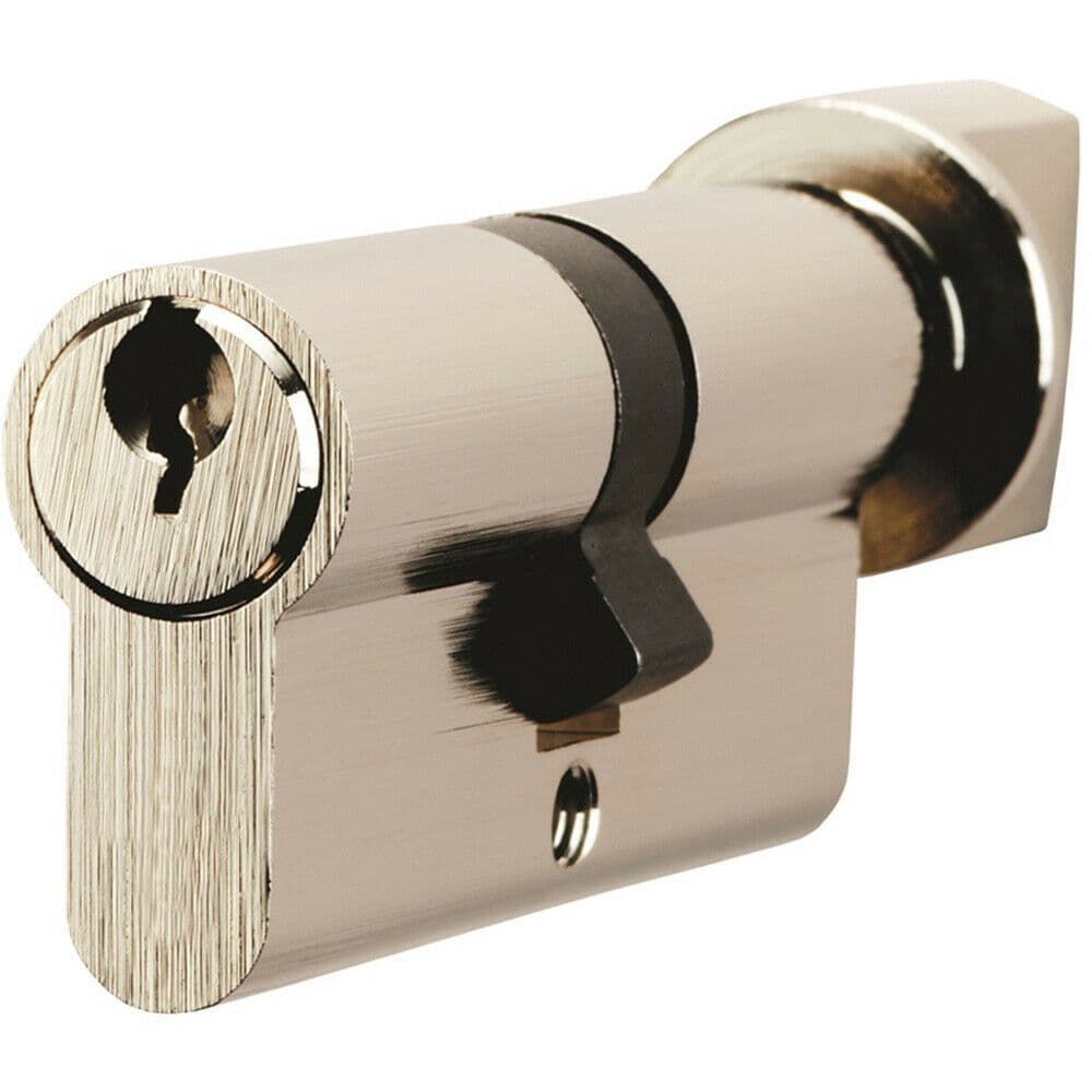 80mm EURO Cylinder & Thumbturn Lock Keyed to Differ 5 Pin Nickel Plated