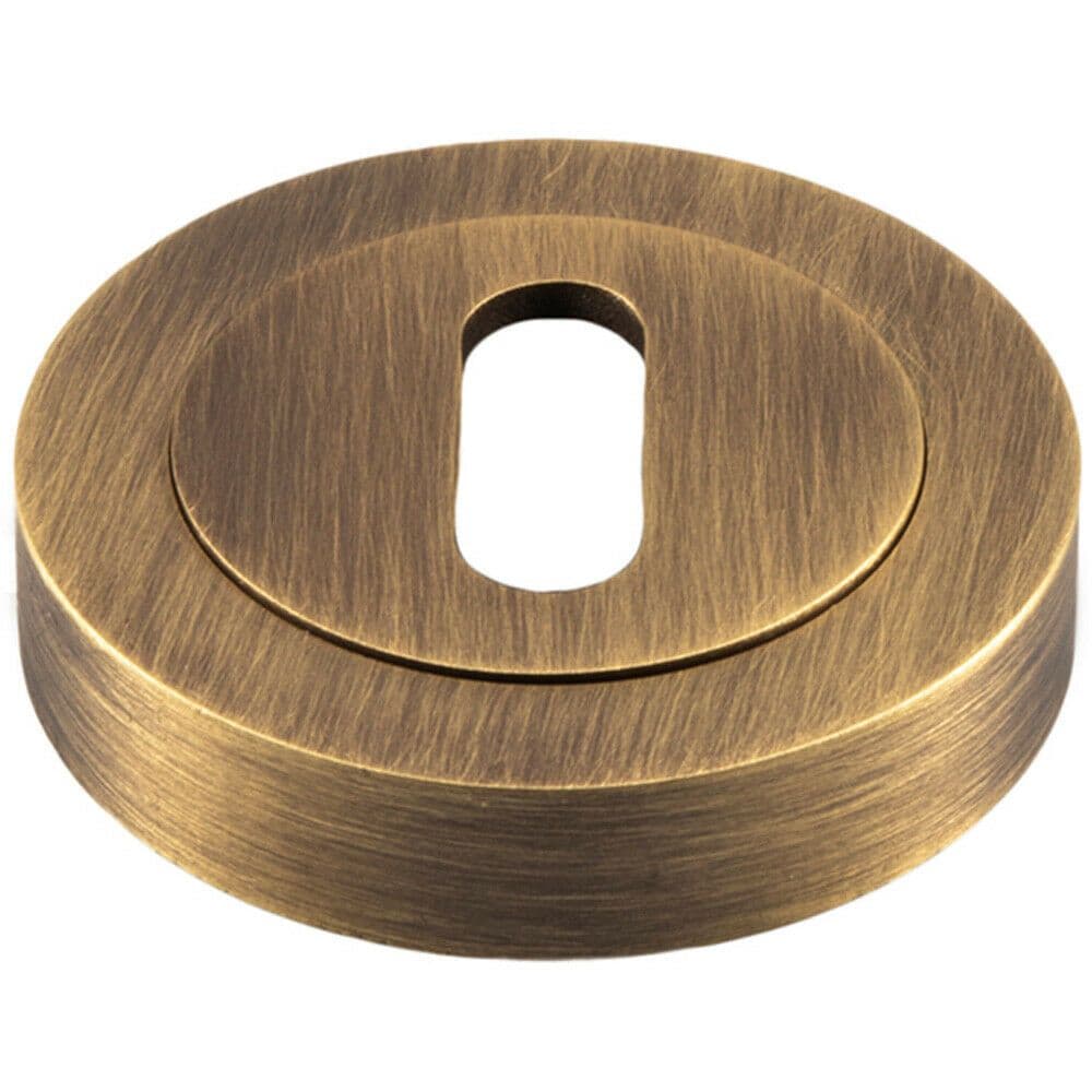 50mm Lock Profile Round Escutcheon Concealed Fix Antique Brass Keyhole Cover