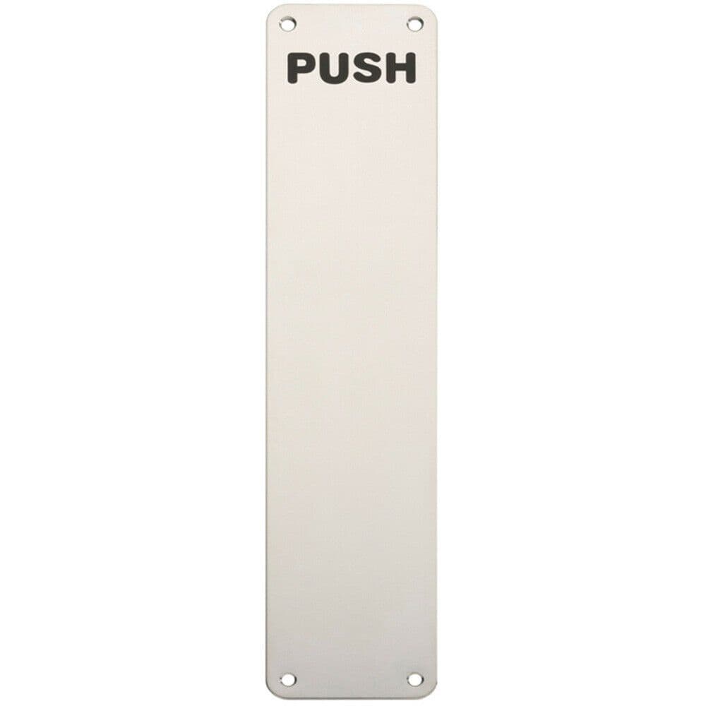 Push Engraved Door Finger Plate 350 x 75mm Bright Stainless Steel Push Plate