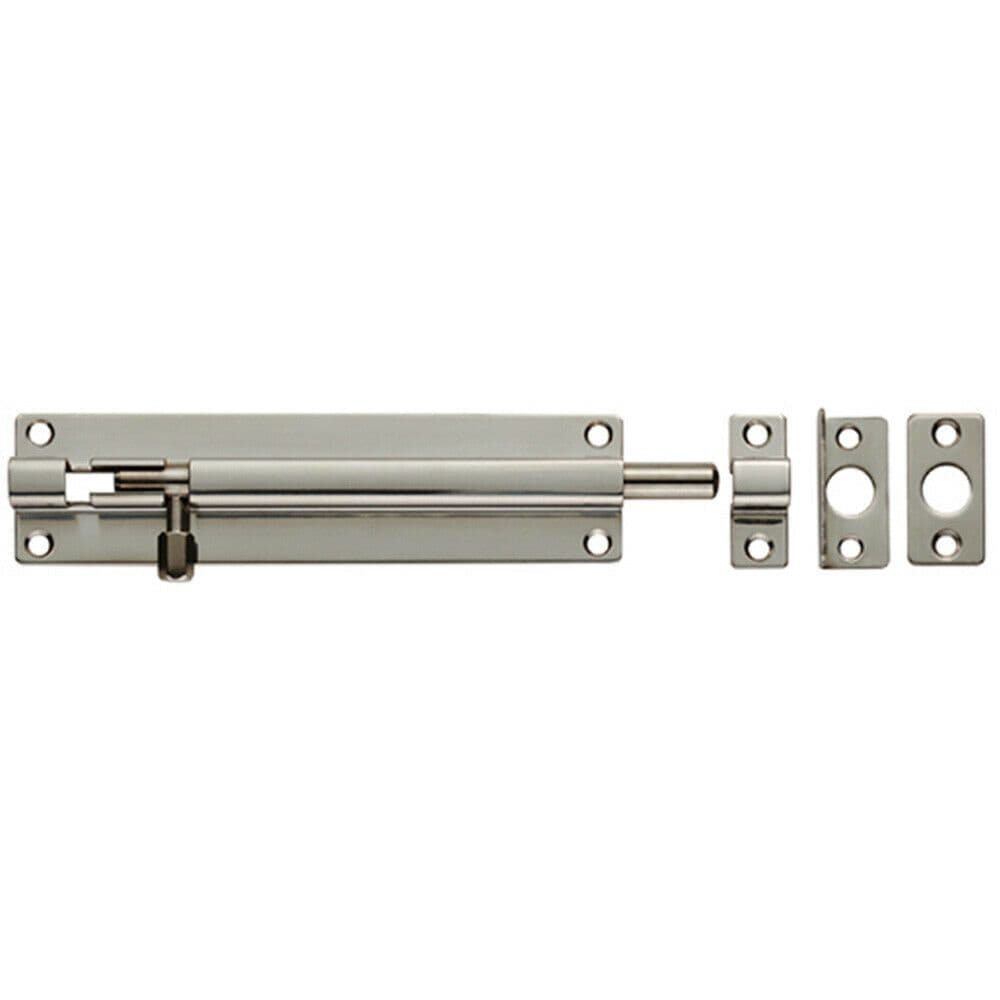 Straight Barrel Surface Mounted Door Bolt Lock 150 x 38mm Bright Steel