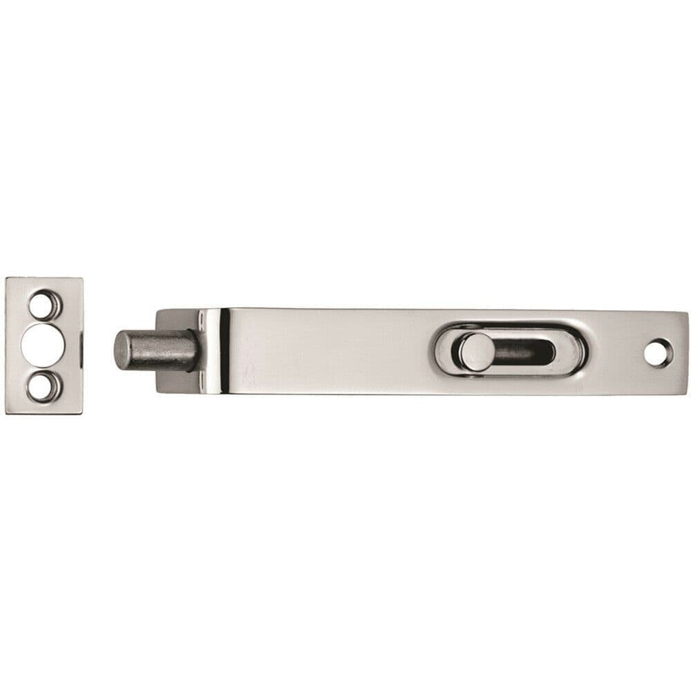 Sunk Slide Flush Door Bolt Flat Keep Plate 102 x 17mm Polished Chrome