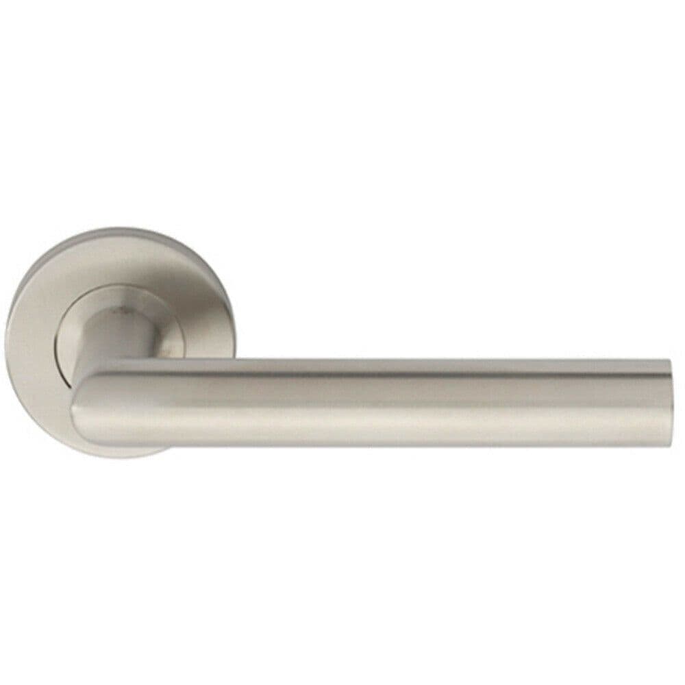 PAIR Straight Mitred Bar Handle on Round Concealed Fix Satin Steel