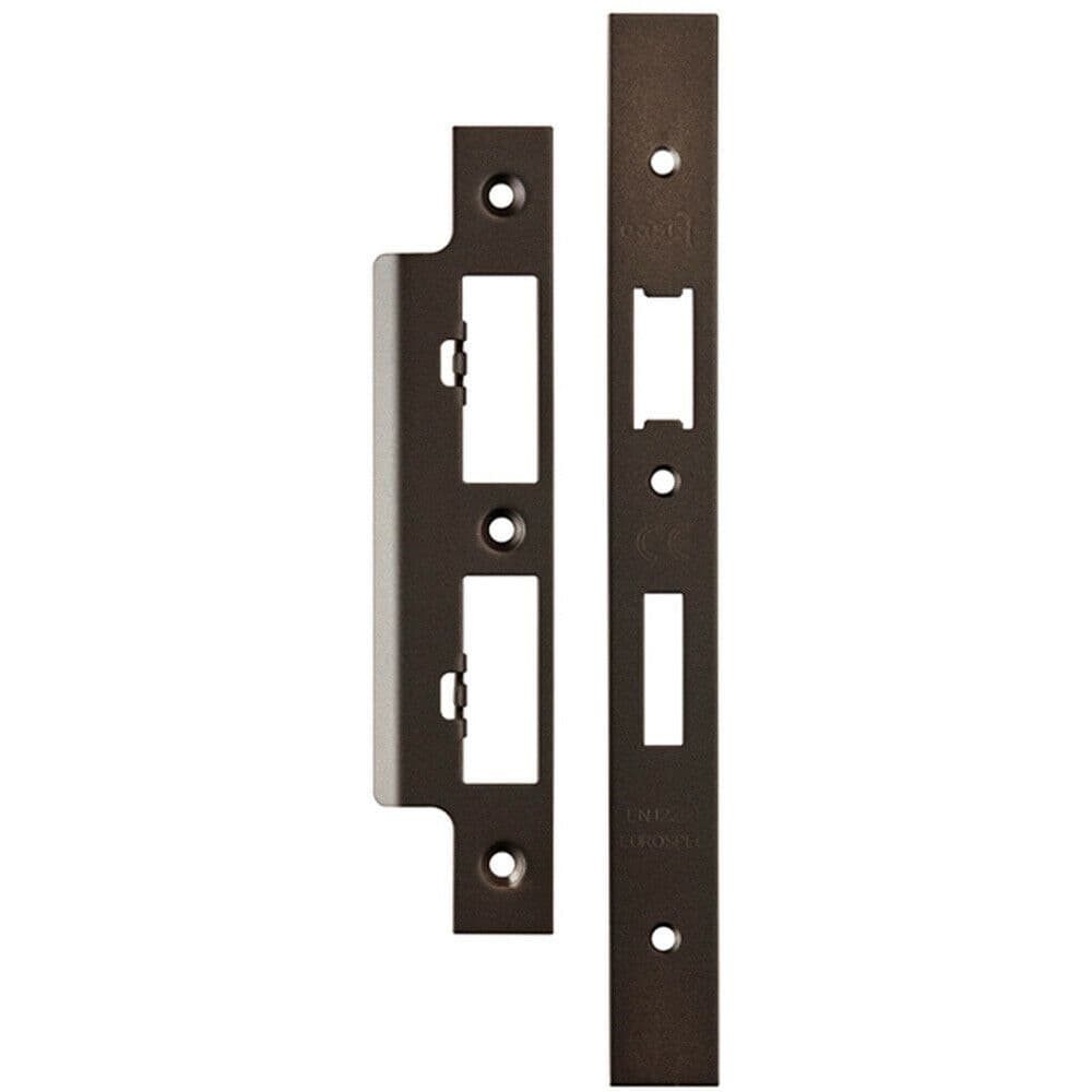 Forend Strike & Fixing Pack For DIN Euro Sash & Bathroom Lock Matt Bronze