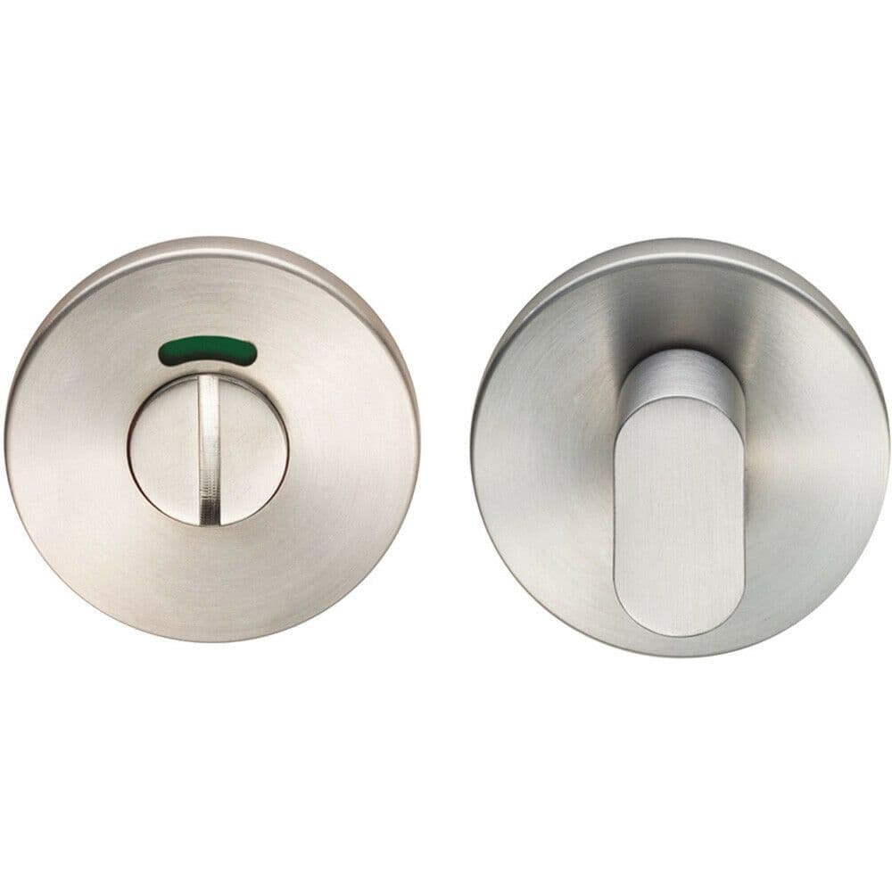 Slim Bathroom Thumbturn Lock Release Handle Indicator Satin Steel