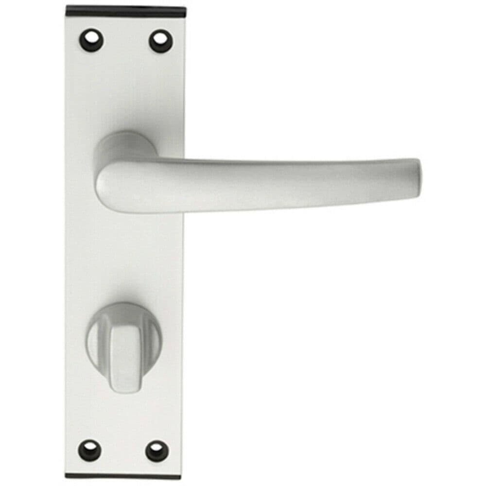 PAIR Straight Handle on Bathroom Backplate 152 x 38mm Satin Aluminium