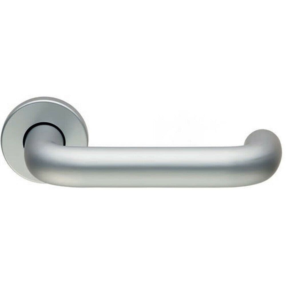 PAIR 22mm Round Bar Safety Lever on Round Concealed Fix Satin Aluminium