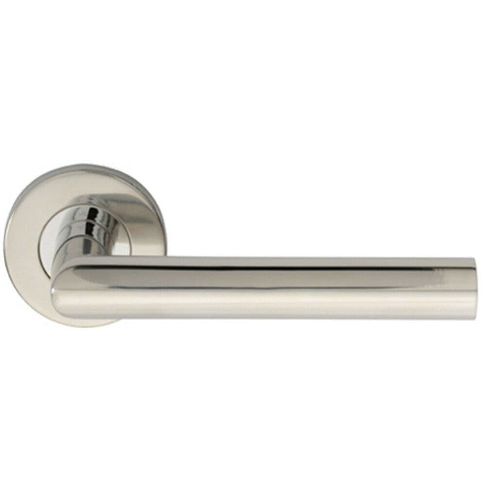 PAIR Straight Mitred Bar Handle on Round Concealed Fix Polished Steel