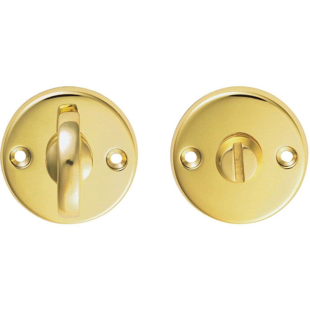 Slim Bathroom Thumbturn Lock Release Handle 45mm Dia Polished Brass