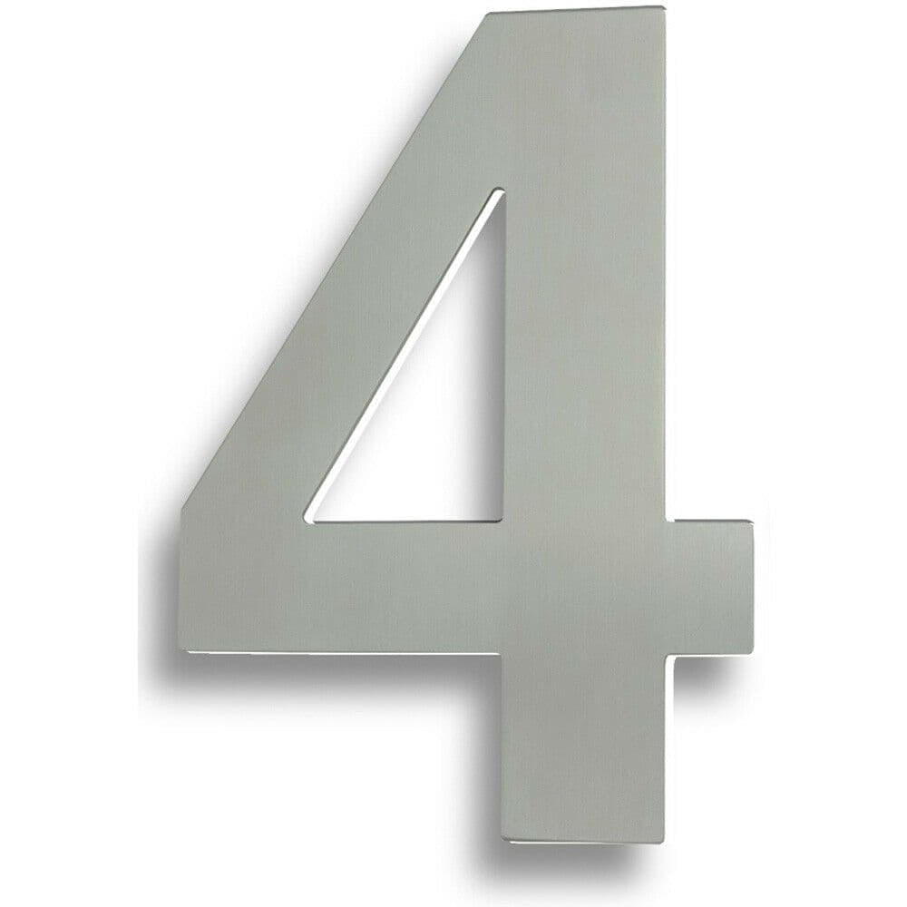 178mm Front Door Numerals 4 135mm Fixing Centres Satin Stainless Steel