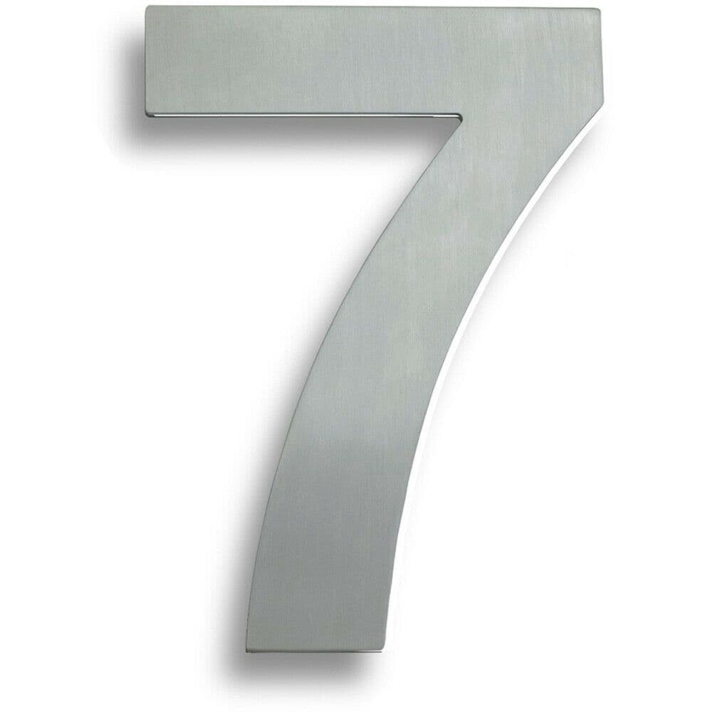 178mm Front Door Numerals 7 105mm Fixing Centres Satin Stainless Steel