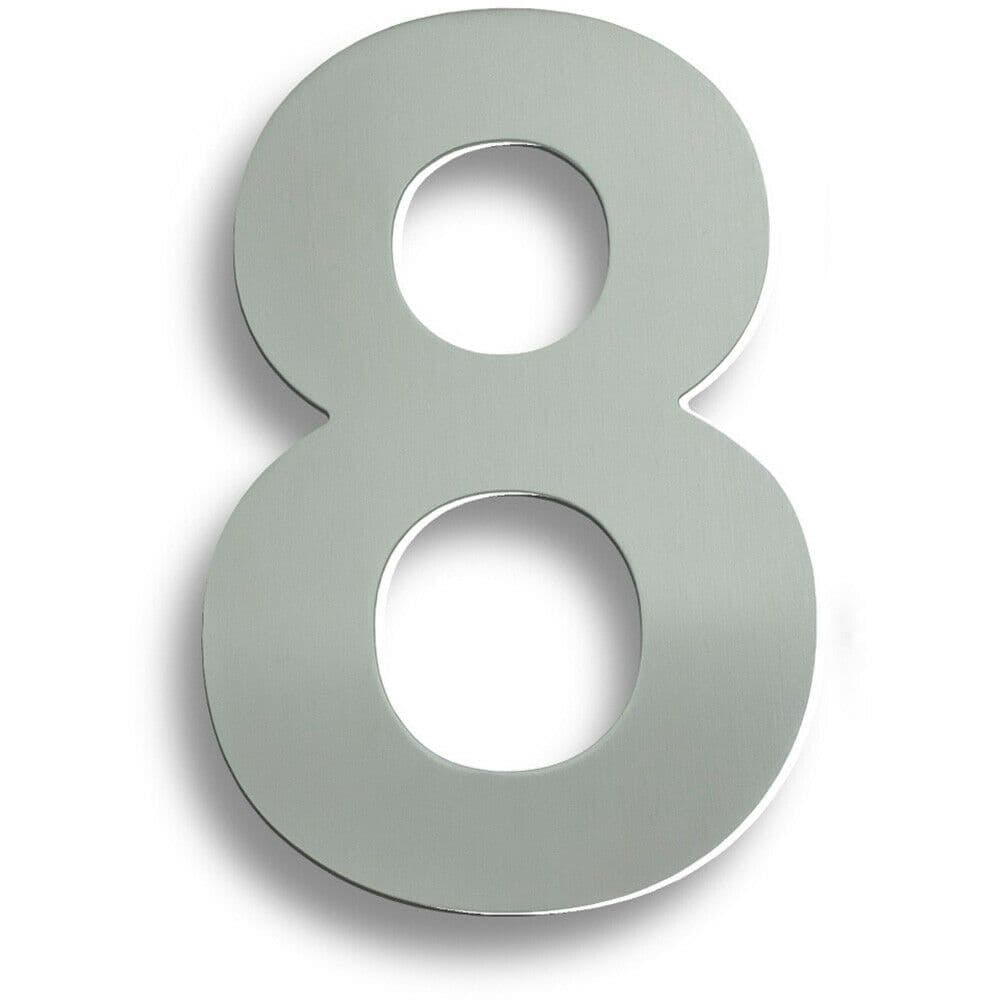 178mm Front Door Numerals 8 150mm Fixing Centres Satin Stainless Steel