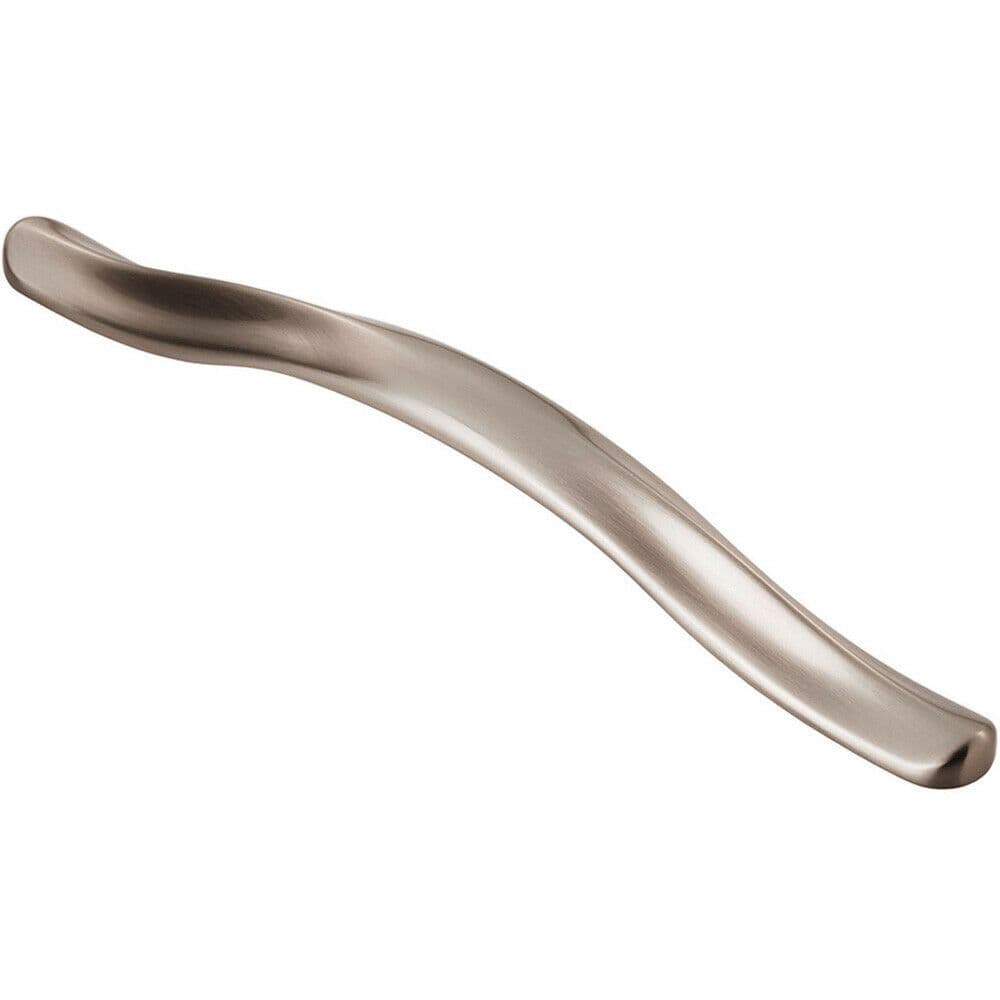 Curved Cupboard Pull Handle Ridge 192mm Fixing Centres Satin Nickel