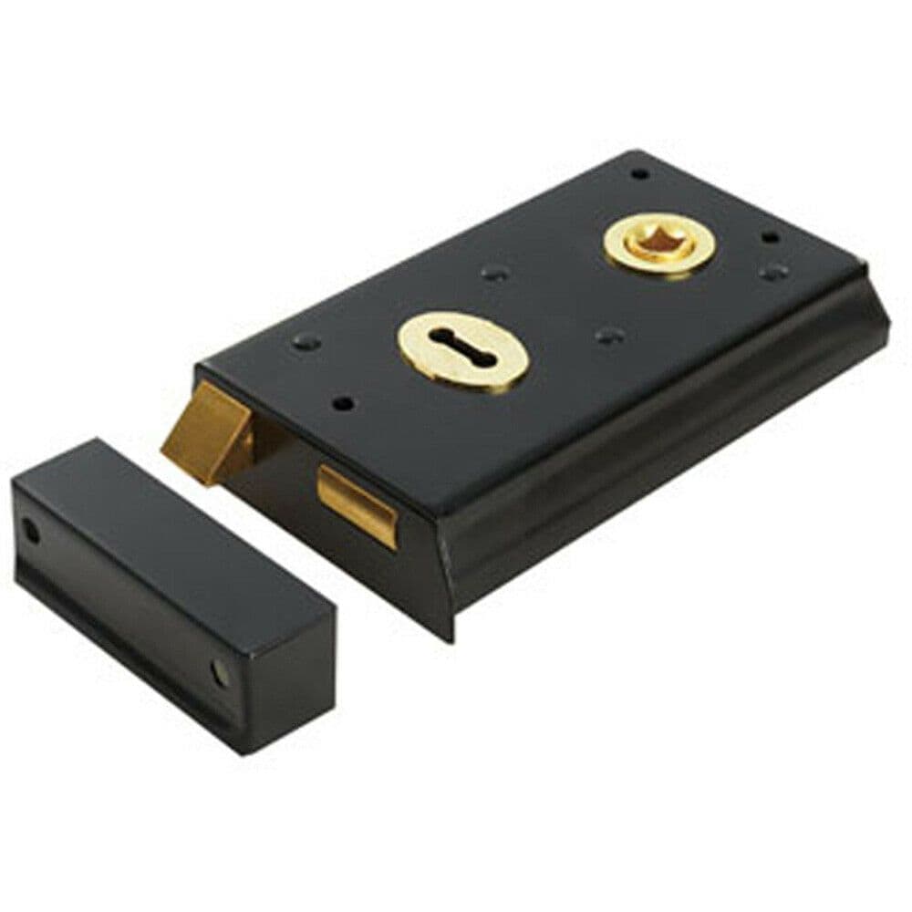 Traditional Contract Rim Deadlock 140 x 76mm Japanned Door Latch
