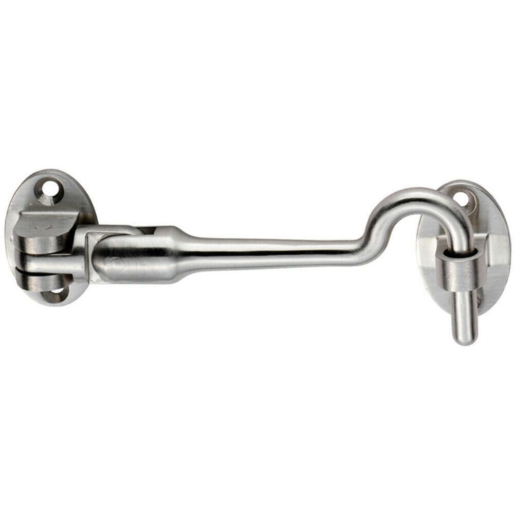 Silent Pattern Cabin Hook & Eye Satin Stainless Steel 100mm Arm Cabinet Hatch