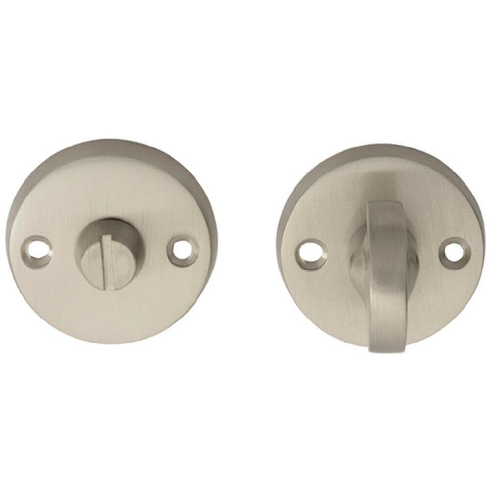 Slim Bathroom Thumbturn Lock Release Handle 45mm Dia Satin Nickel
