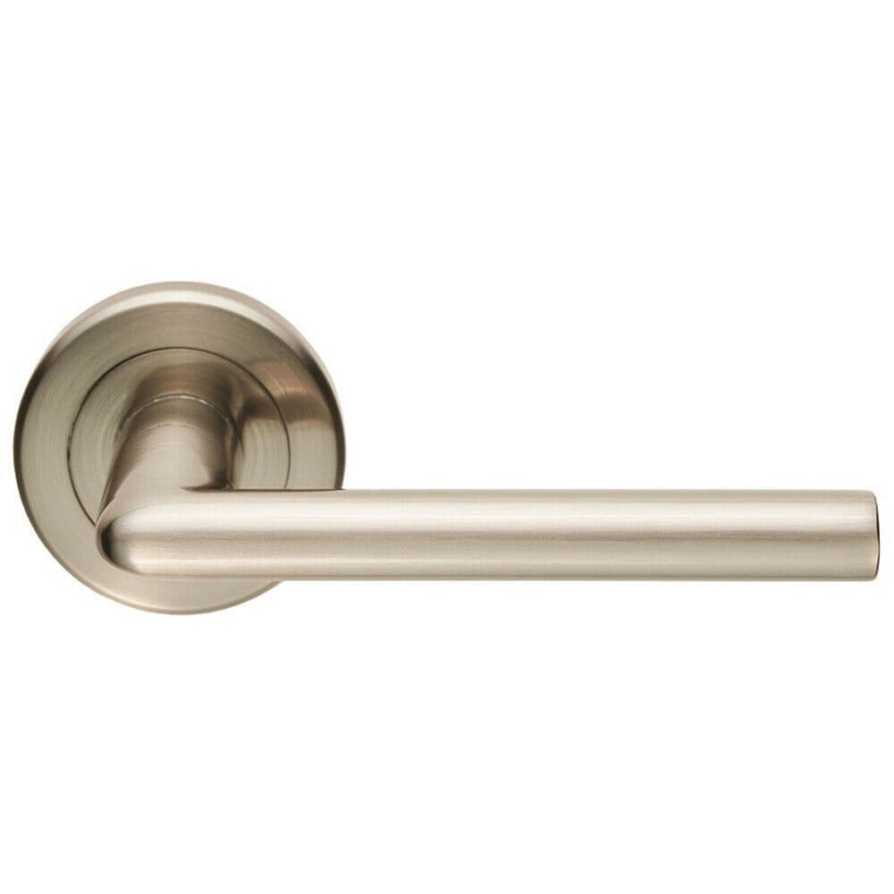 PAIR Slimline Straight Bar Handle on Round Concealed Fix Satin Nickel