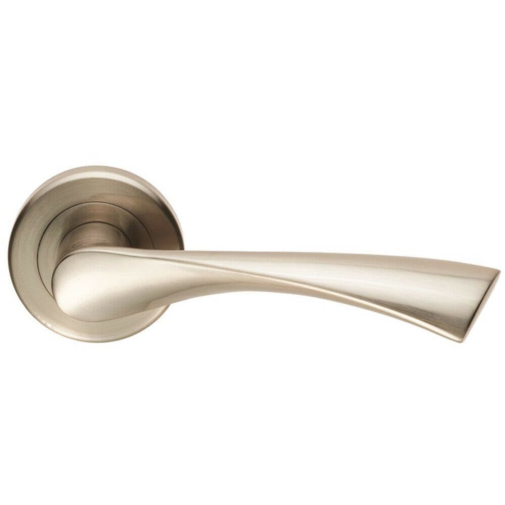 PAIR Angular Twisted Handle on Round Concealed Fix Satin Nickel