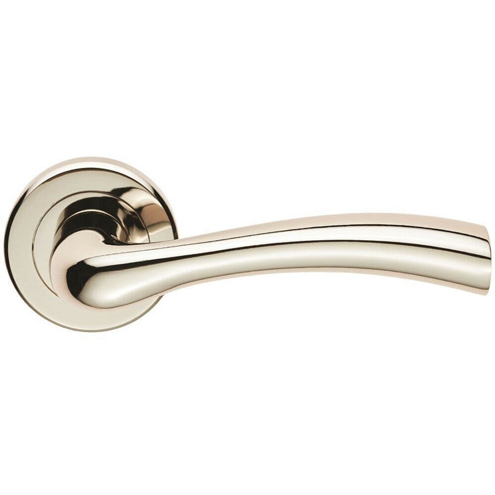PAIR Curved Flowing Flared Handle Concealed Fix Round Polished Nickel