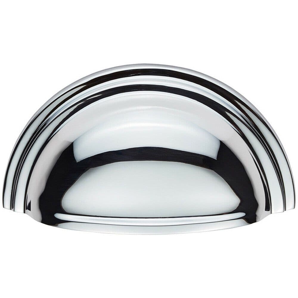 Victorian Cup Pull Handle Polished Chrome 92 x 46mm 76mm Fixing Centres