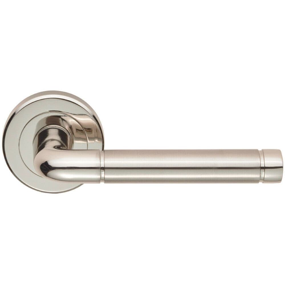 PAIR Straight Elliptical Lever on Round Concealed Fix Polished Satin Nickel
