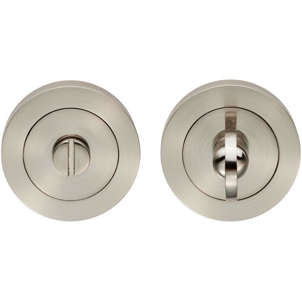 Thumbturn Lock and Release Handle 50mm Diameter Round Rose Satin Nickel