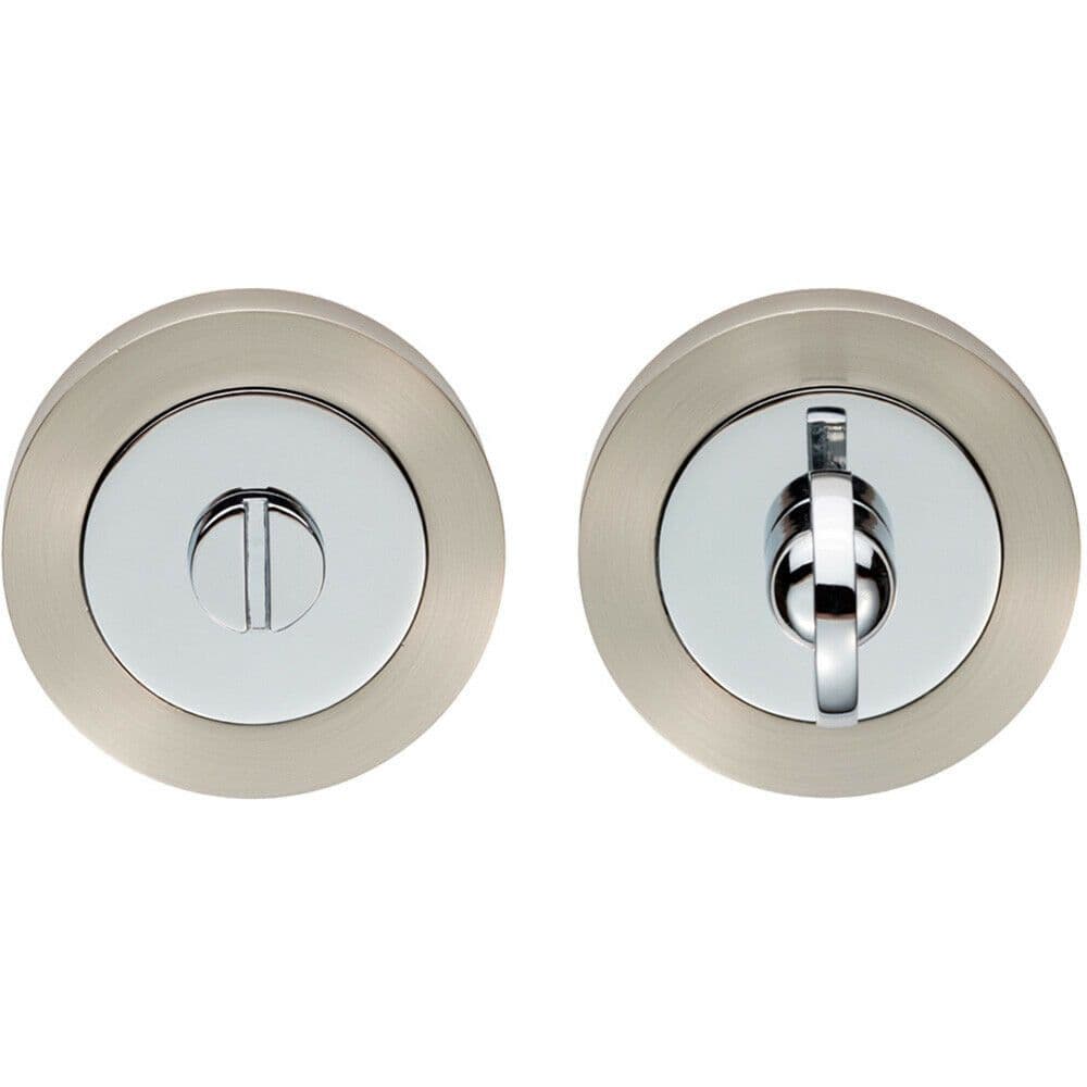 Thumbturn Lock and Release Handle 50mm Diameter Round Rose Nickel & Chrome