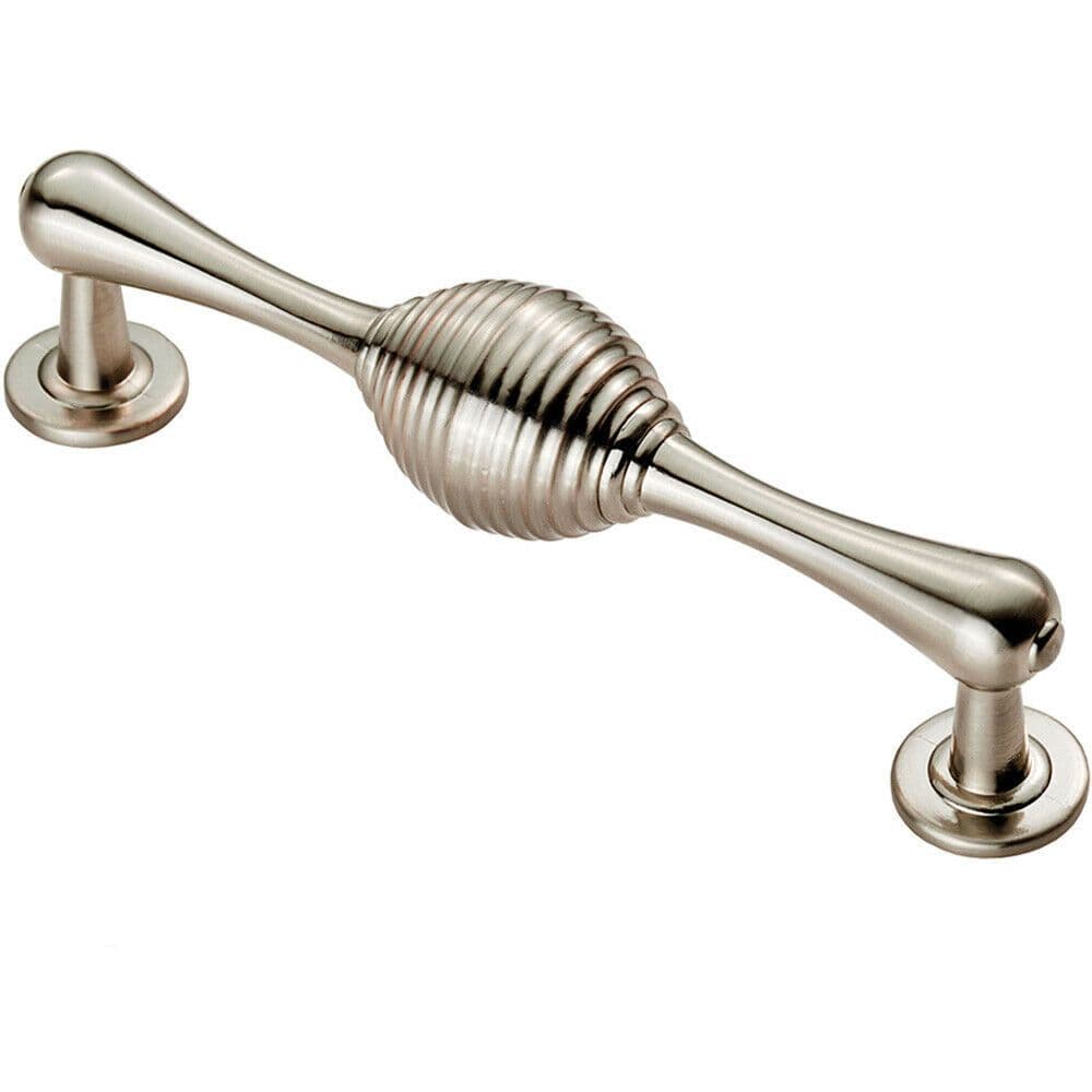 Reeded Beehive Handle on Round Stem 128mm Fixing Centres Satin Nickel