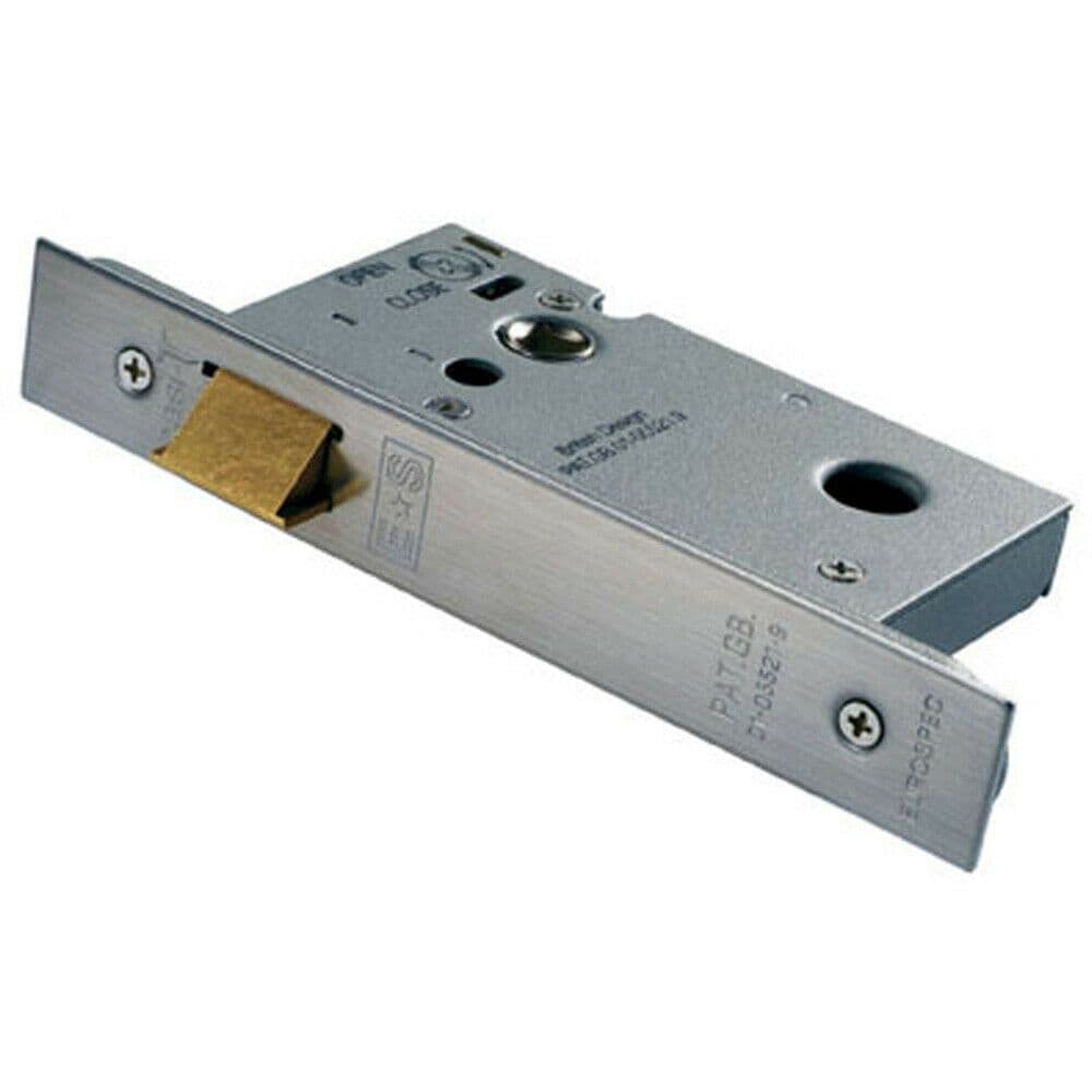 64mm Architectural Upright Latch Square Forend Satin Stainless Steel