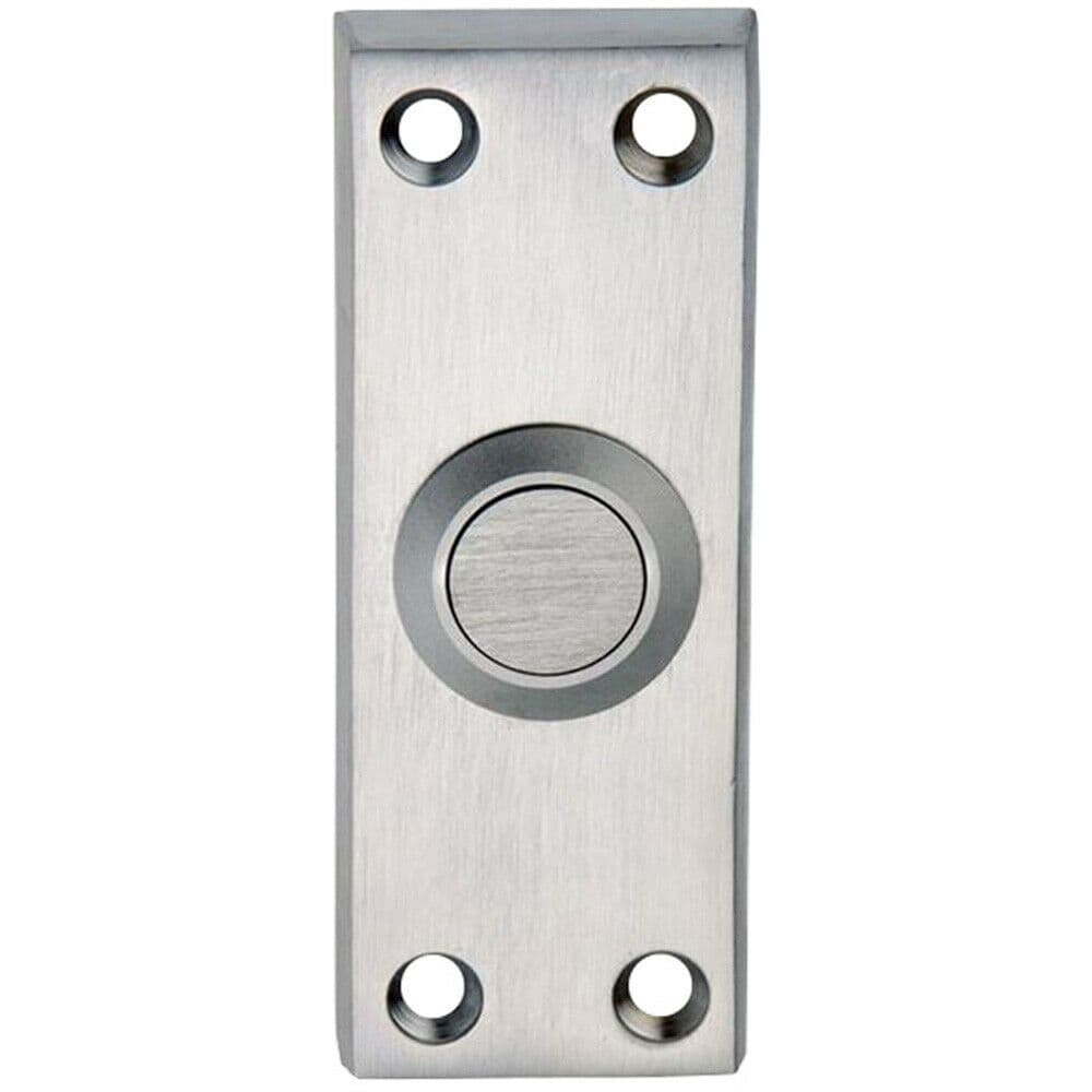 Decorative Door Bell Cover Satin Chrome 76 x 25mm Victorian Square Edged