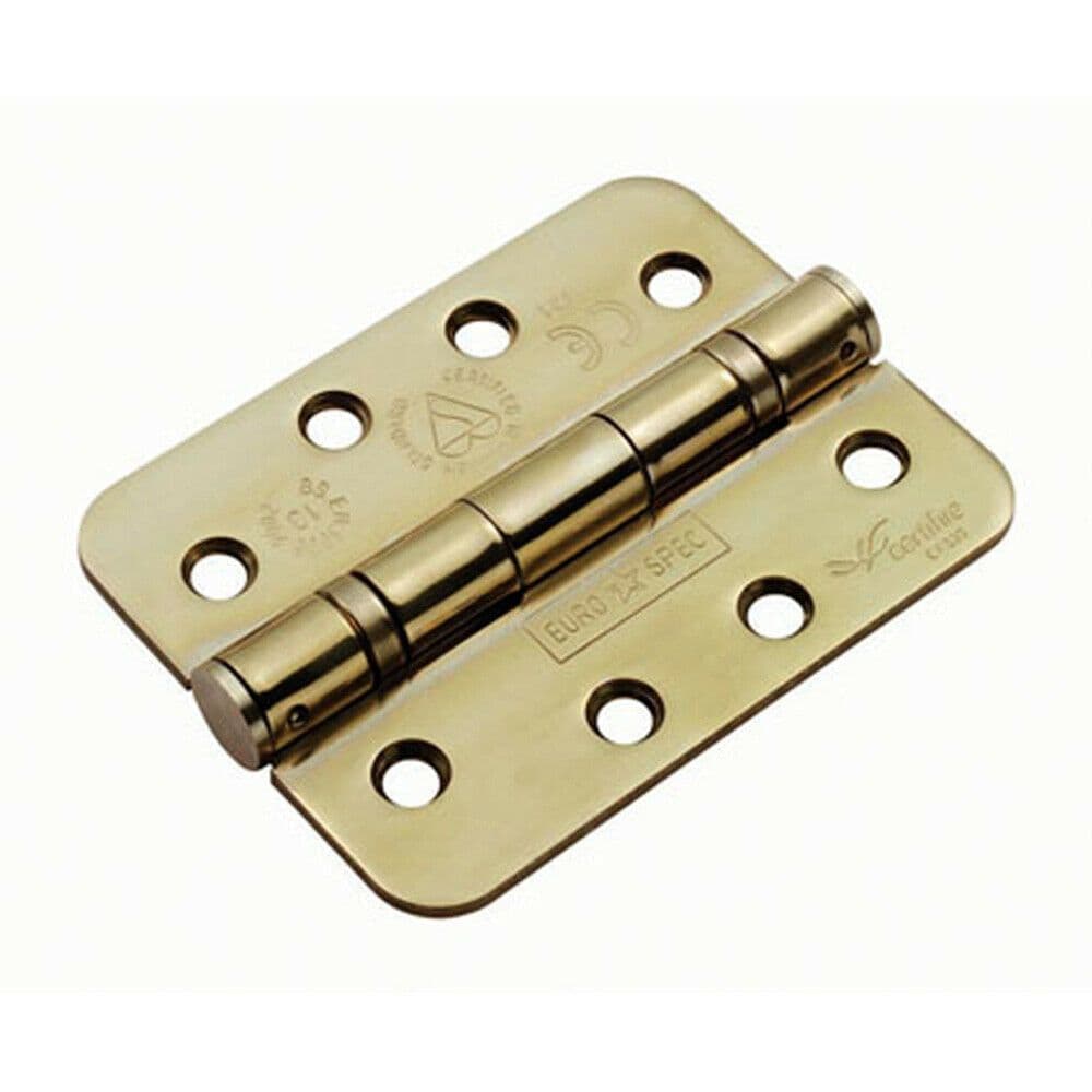 PAIR 102 x 76 x 3mm Ball Bearing Hinge Rounded Stainless Brass Interior Door