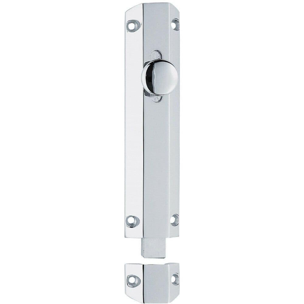 Surface Mounted Flat Sliding Door Bolt Lock 152 x 35mm Polished Chrome