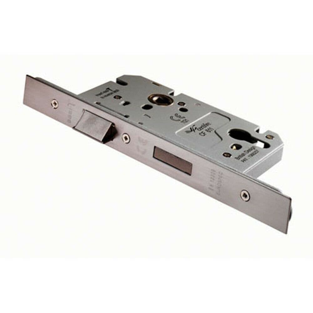 Architectural DIN Euro Profile Sashlock Square Forend Satin Stainless Steel