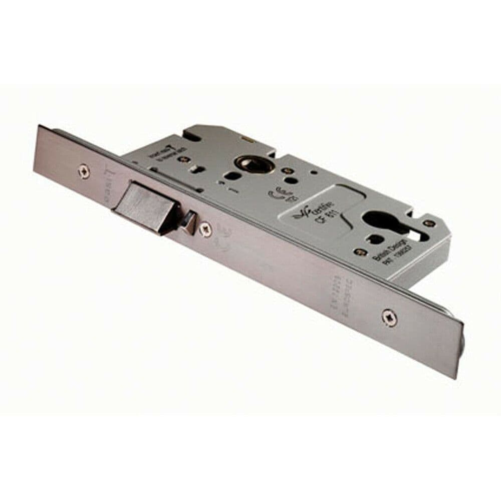 Architectural DIN Euro Profile Nightlatch Square Forend Satin Stainless Steel