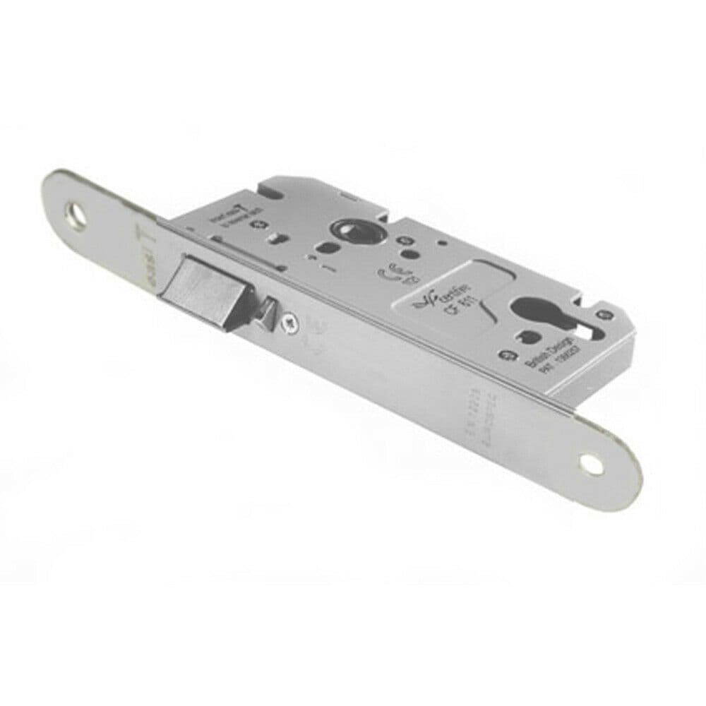 Architectural DIN Euro Profile Nightlatch Radius Forend Satin Stainless Steel