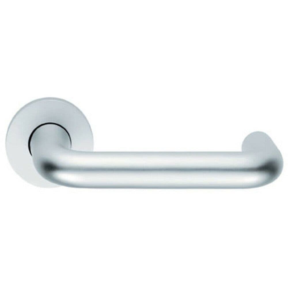 PAIR 19mm Round Bar Safety Lever on Round DDA Compliant Satin Aluminium
