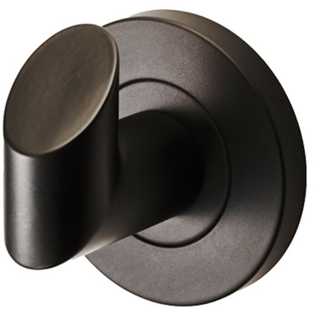 Single Bathroom Robe Hook on Concealed Fix Rose 44.5mm Proj Matt