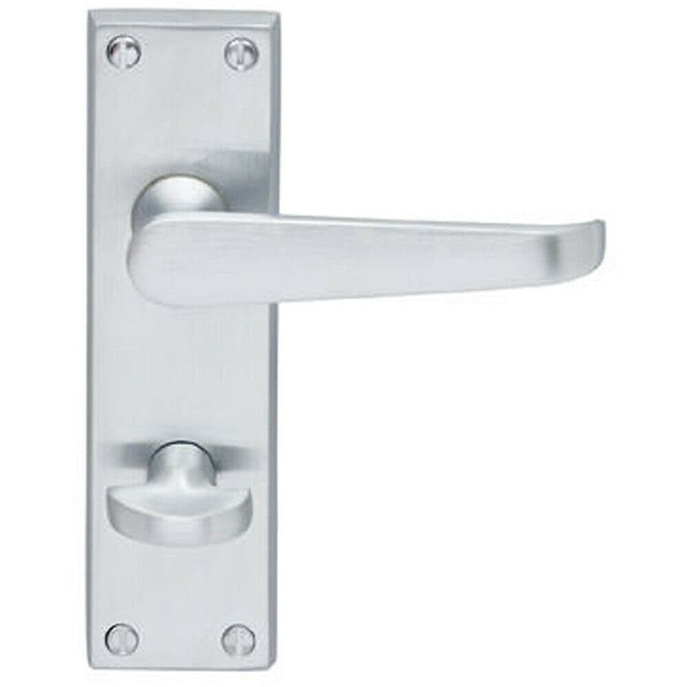 Victorian Flat Lever on Bathroom Backplate Handle 150 x 42mm Satin Chrome