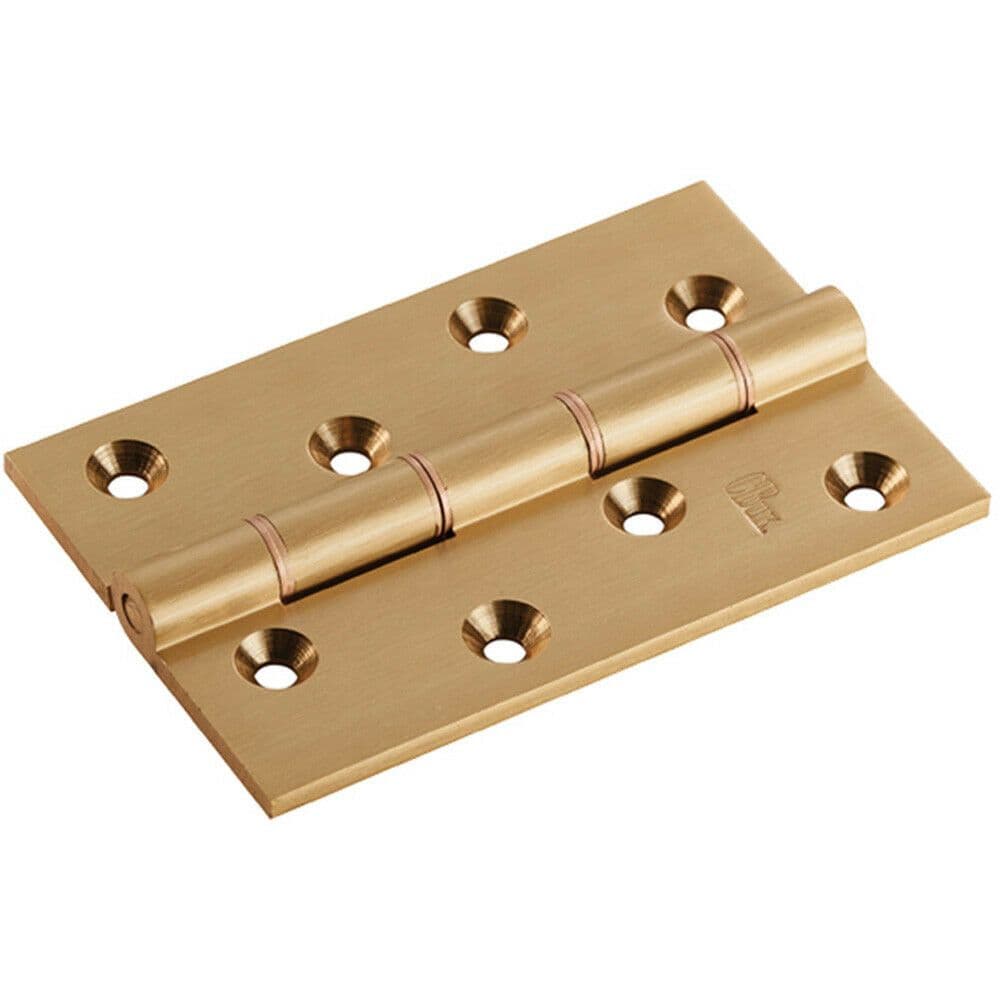 PAIR 102 x 67 x 4mm Brass Washered Butt Hinge Satin Brass Internal Door